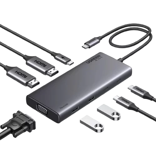 محطة إرساء يو جرين 8 في 1 بمنفذ USB C شاشة مزدوجة 4K HDMI VGA USB-C محطة إرساء يو جرين 8 في 1 بمنفذ USB C شاشة مزدوجة 4K HDMI VGA USB-C